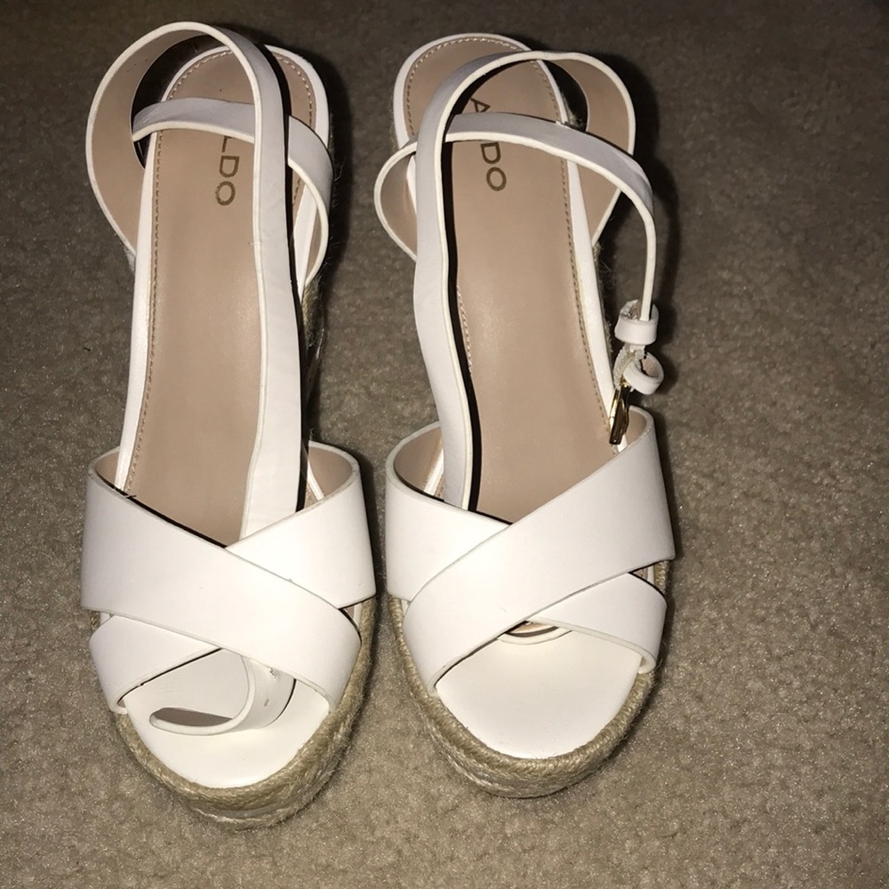 Aldo white and beige wedge high heels